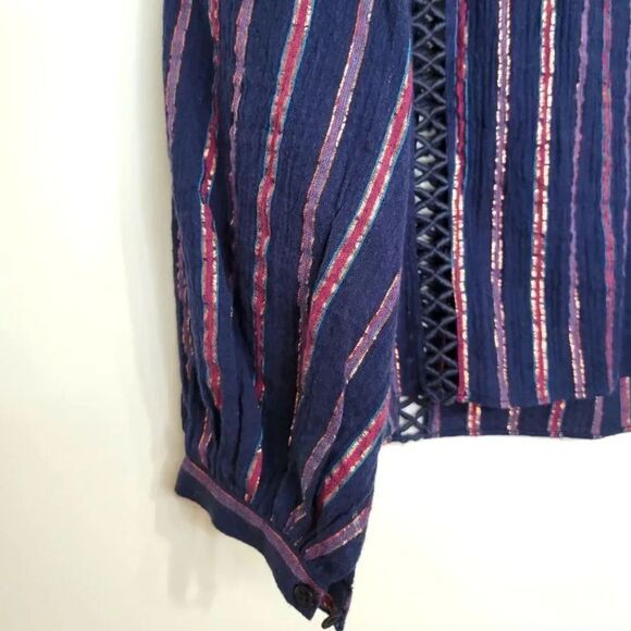 Anthropologie tryb navy metalic blouse - Picture 5 of 9